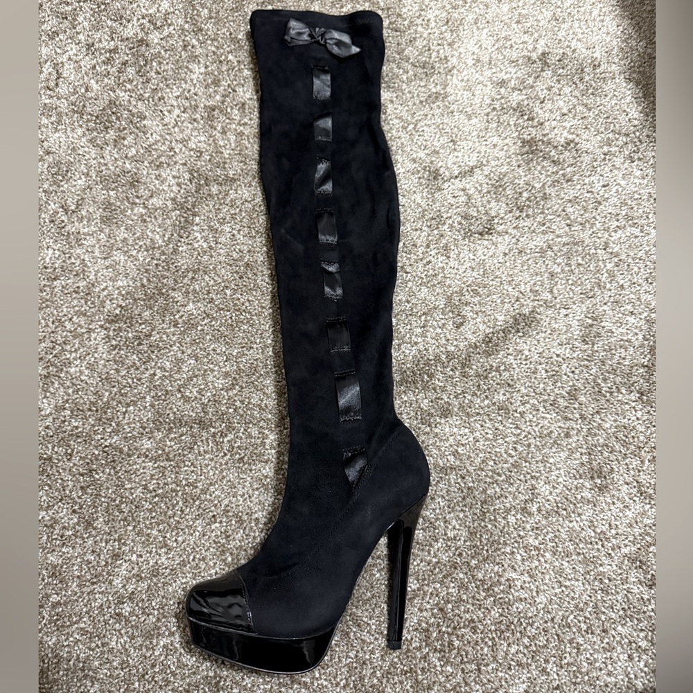 New in Box Colin Stuart Black Over the Knee Boots with Stiletto Heel